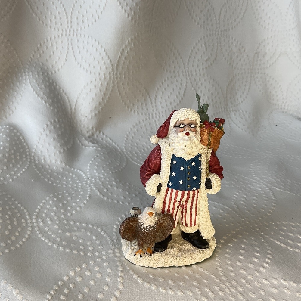 International Santa Claus Christmas Figurine Patriotic Santa 2002 Vintage